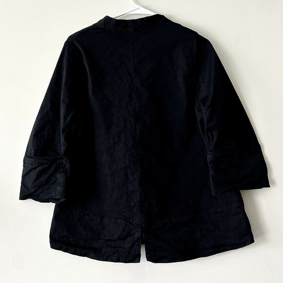 EUC Porto Asymmetric Draped Jacket Charcoal Black Sz 2 Sculptural Modern Blazer - Picture 8 of 14
